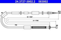 NEU - ATE 24.3727-3002.2 Seilzug, Feststellbremse FüR Lancia