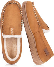 Men'S Moccasin House Slippers - Memory Foam Indoor Outdoor Shoes Warm Fuzzy