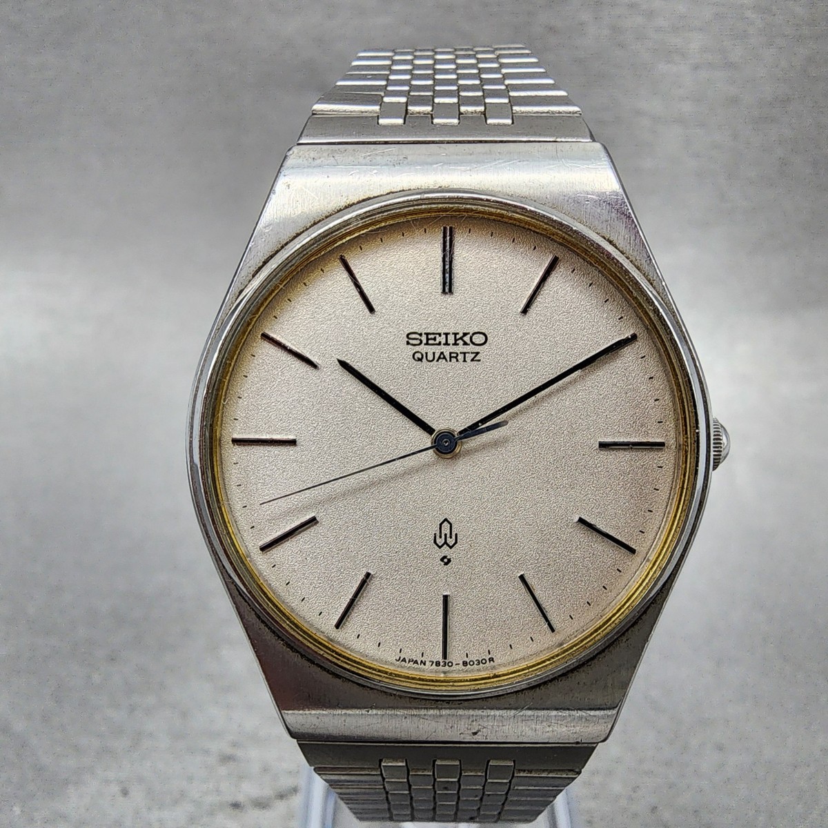 SEIKO シルバーの掛け時計 80s Seiko Watch Men 32mm Silver Dial Silver Tone Round 7830-8020 New