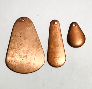 3 Lot Copper Findings Teardrop Shapes Crafts Pendants Jewelry Making Vintage