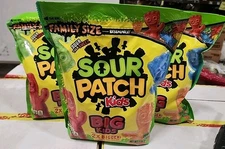 (3) SOUR PATCH KIDS Big Kids Chewy Sour Gummy Candy Family Size 1.7 lb Bags Case