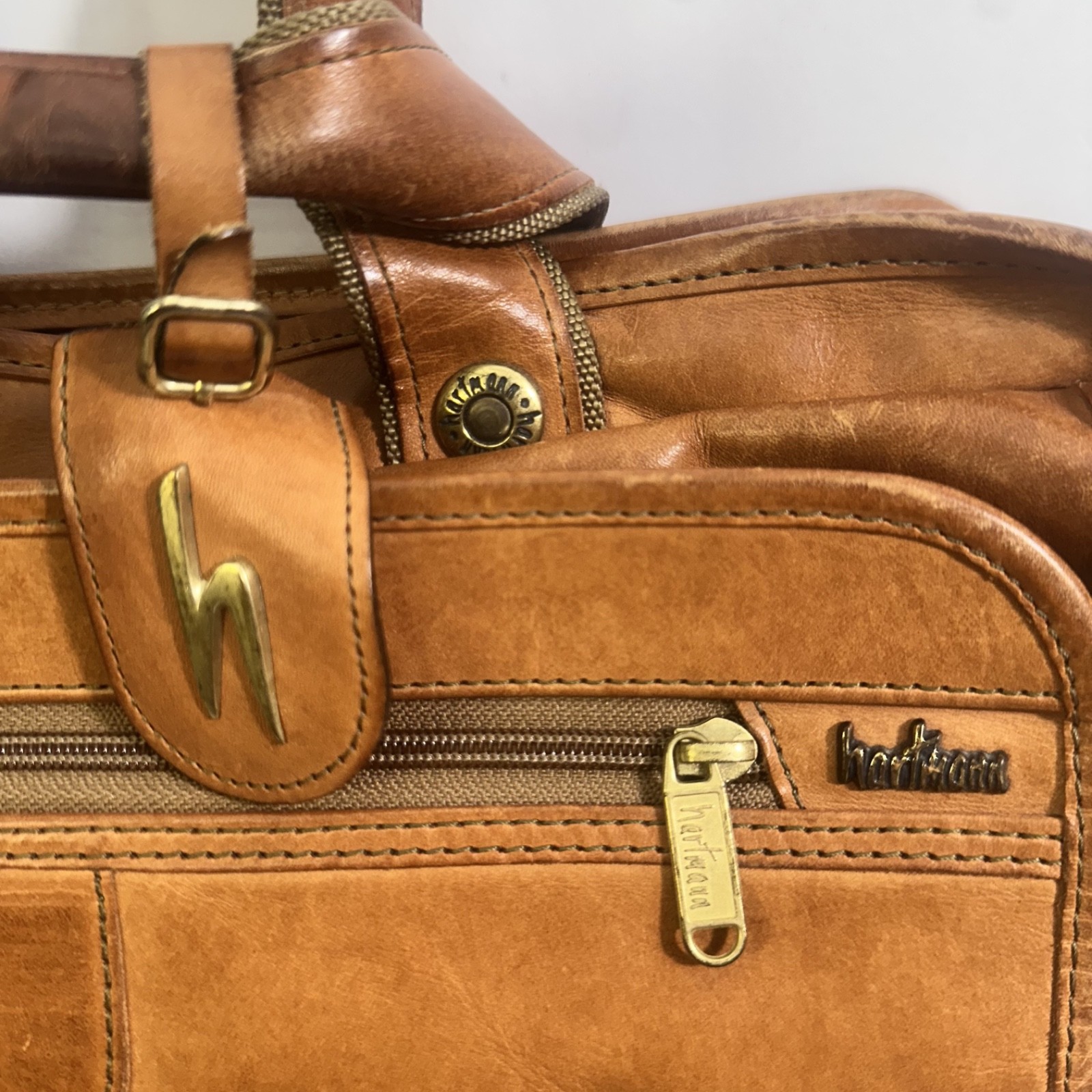 vintage Hartmann Belting expandable Leather Briefcas… - Gem