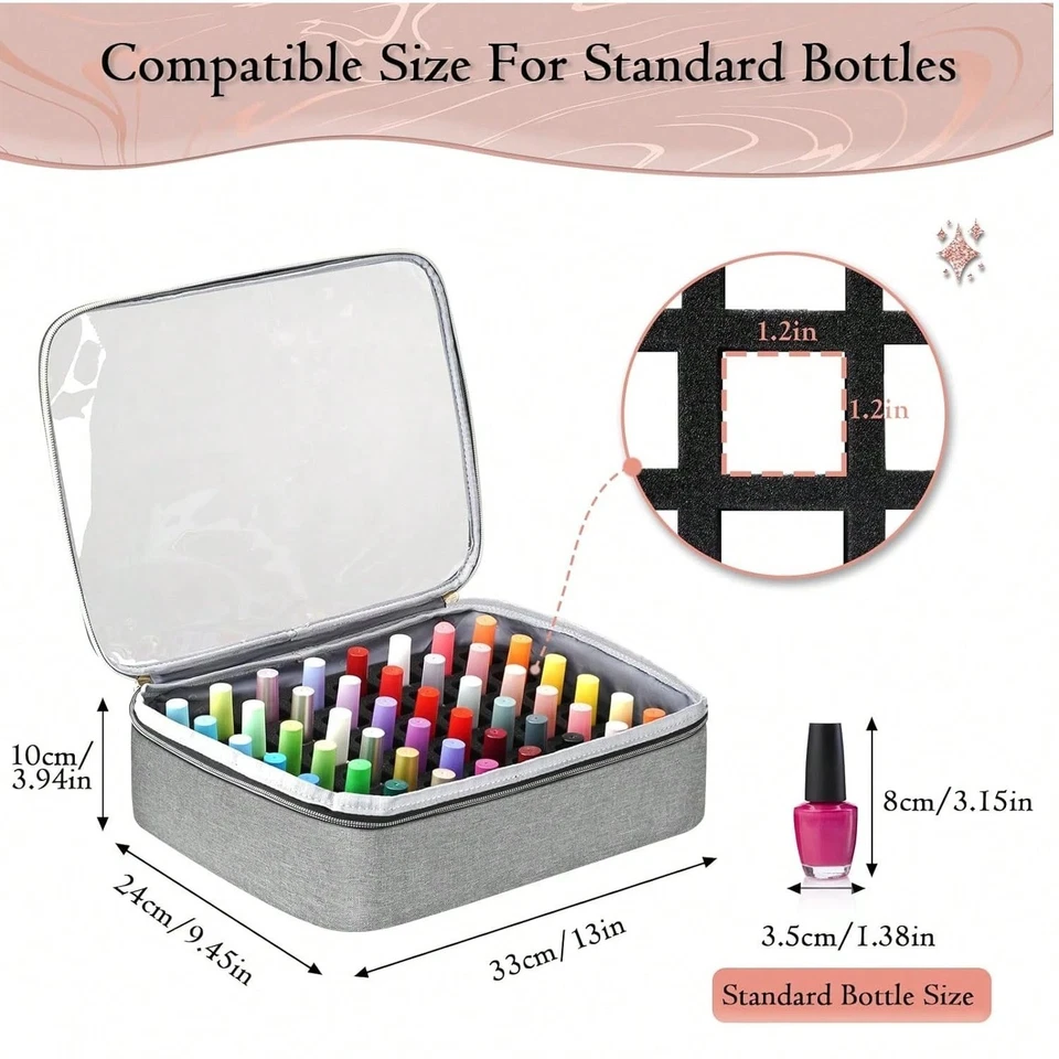 Estuche organizador de esmalte de uñas extra grande para 100 botellas, kit de gel bolsa para herramientas Foto 3 de 4