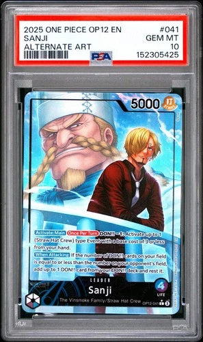 One Piece OP12 Sanji Alternate Art OP12-041 PSA 10 Gem Mint