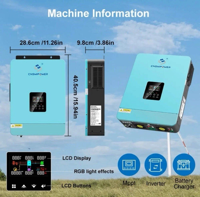 CNswipower SRC 4000VA 3600W Hybrid Solar Inverter pure sine wave inverter 120A M