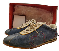 Coach Becka Sneakers Blue Leather Suede Embro...