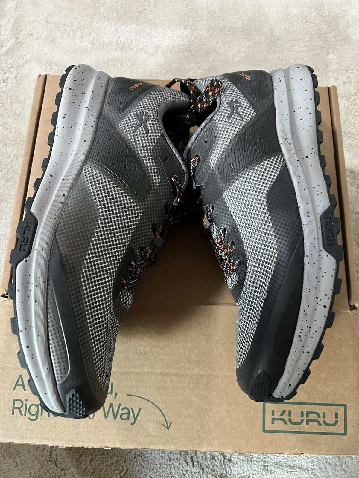 Kuru Mens ATOM TRAIL Athletic Sneaker Size 13 M Lead Gray Orange Spice