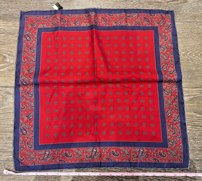 Vintage Robert Talbott reine Seide Schal - handgerollt - rot & marine Paisley