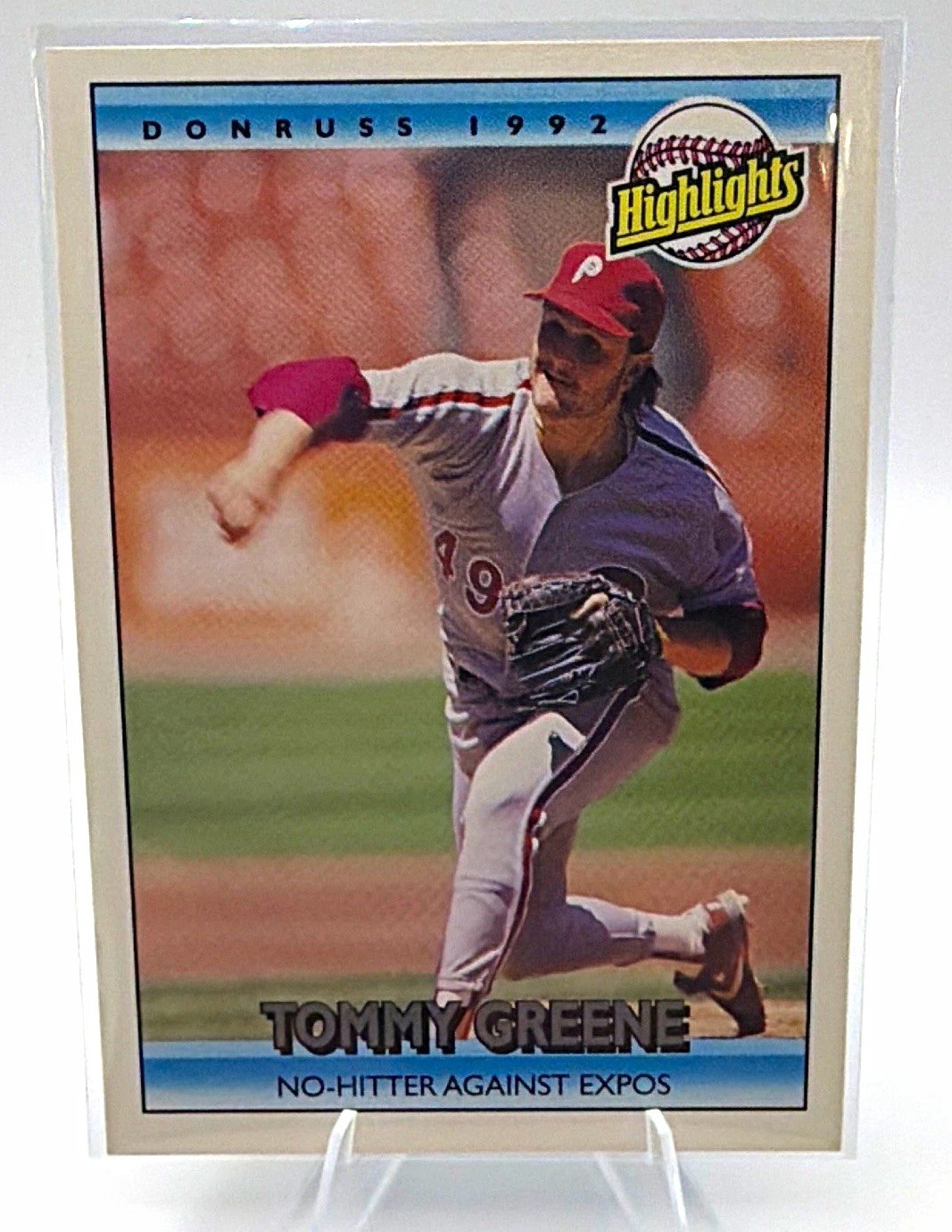 1992 Donruss Highlights Tommy Greene Philadelphia Phillies #94 Baseball Card