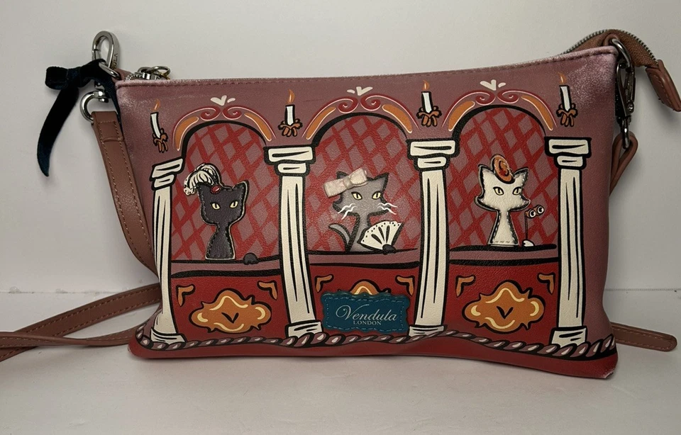 Vendula London Cats Theatre Crossbody Purse/Clutch Adjustable Strap - Image 2 of 4