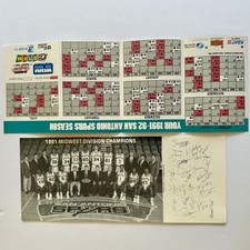 Vintage 1990-91 San Antonio Spurs Team Photo/Pocket Schedule/You Know You Want