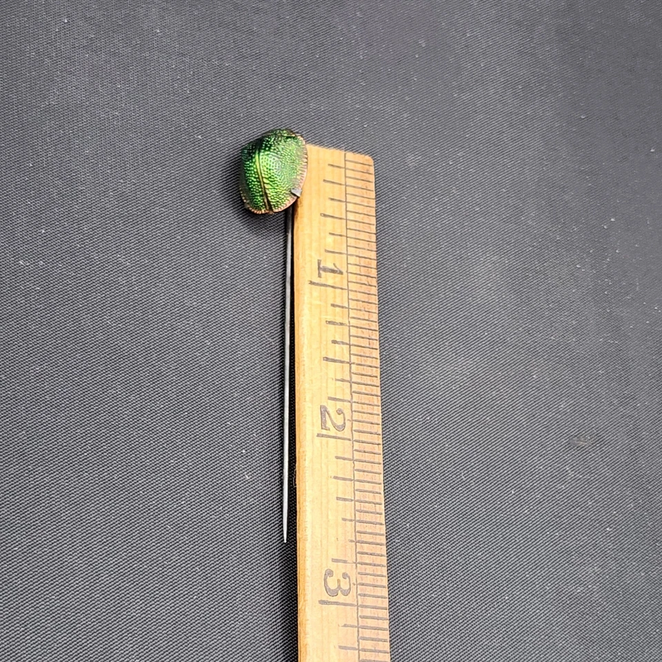 ANTIQUE VICTORIAN STERLING SILVER REAL SCARAB BEETLE  STICK PIN - Image 4 of 4