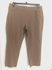 Talbots Women Pants 20W Plus Brown Pull On Stretch Elastic Pockets Career Office