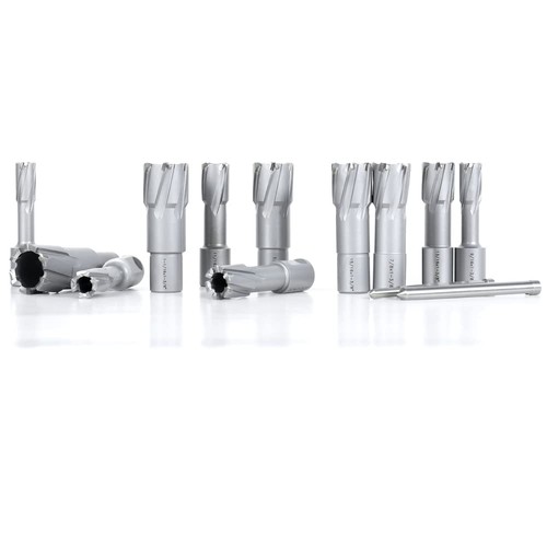 Set di taglierine anulari in metallo duro TCT 13 pezzi, gambo saldato 3/4", profondità di taglio 1-3/8" a... - Foto 7 di 9