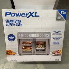 PowerXL SmartSynx 1750W Duplex French Door Toaster Oven and Air Fryer: Stainless