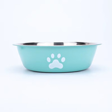 New Stainless Steel Dog Basin Paw Print Pet Supplies Cat Bowl Dog Bowl Silicone