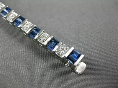 14Ctw Baguette Cut Lab-Created Sapphire Tennis Bracelet 14k White Gold Plated