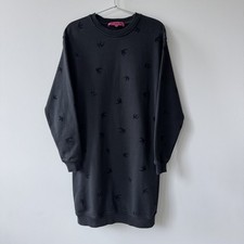 McQ by Alexander McQueen Black Mini Sweatshirt Dress with Tonal Swallow Motif
