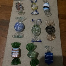 Murano Venetian Italian Hand Blown Art Glass Candy Pieces 9pc LOT All Different