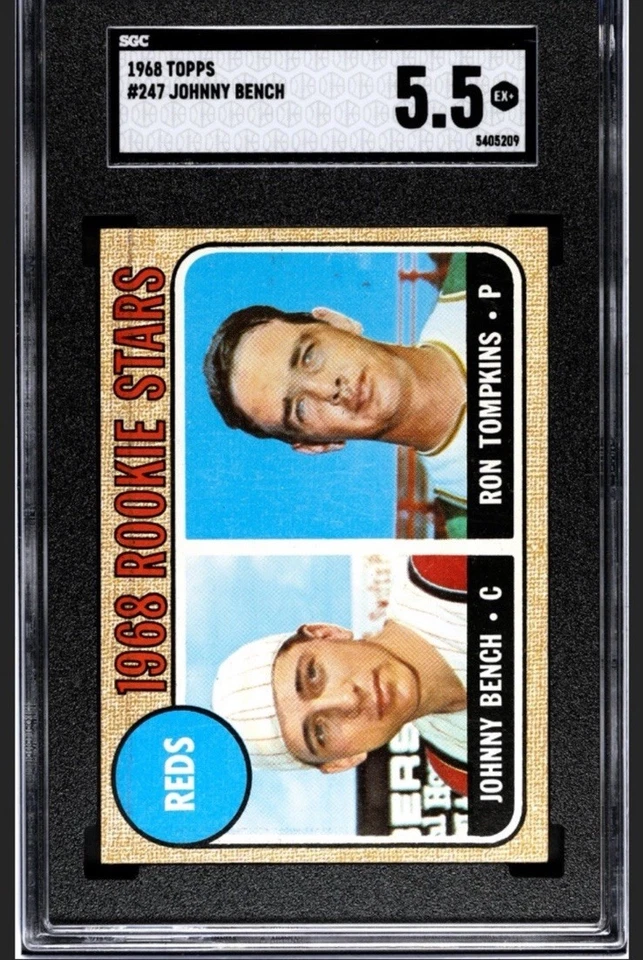 🟥🔥Johnny Bench🔥🟥 1968 Topps #247 RC Rookie Card Vintage HOF SGC 5.5 Reds - Image 3 of 4