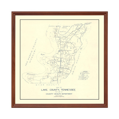 Old Map of Lake County, TN 1930 - Vintage Tennessee Art