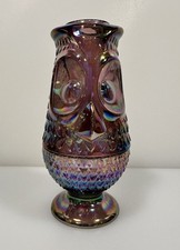 Mosser Viking Mold Purple Carnival Glass Owl 7 Fairy Lamp