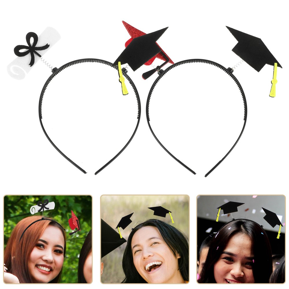 2-Pack Graduation Cap Headbands for Babies Toddlers Kids Bachelor Party Decor