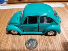 Vintage VW Beetle Big Green Diecast Metal Car Friction Toy B. Shackman Co.