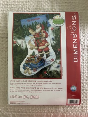 Dimensions Checking His List Stocking Counted Cross Stitch Kit-16'' Long 14 Count