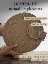 Image of Set Of 4 Jute Placemats + 4 Jute Coasters Handmade