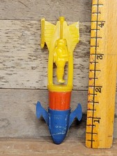 Vintage 1960s Space Astronaut Plastic Toy Rocket Ship Hong Kong 5c Dime Toy