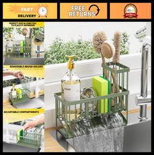 Sponge Holder Kitchen Sink Caddy Organizer, 304 Stainless Steel Storage, Sage Gr
