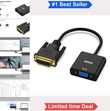 DVI-D to VGA Adapter Male to Female 1080p 1920x1200 Plug and Play Laptop