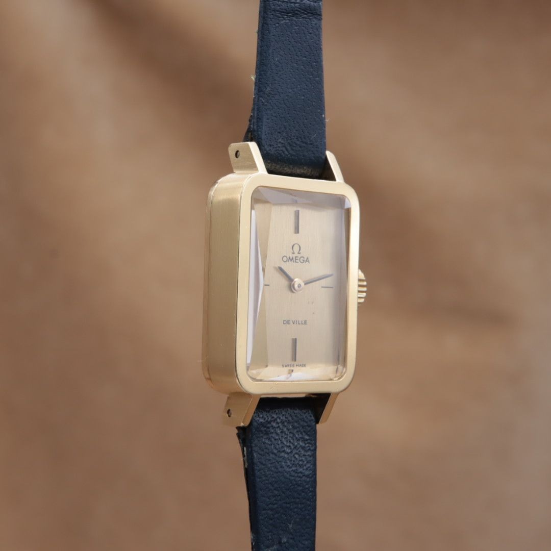 Omega De Ville 511.0374 Rectangular Manual 18K Gold Leather Ladies Vintage 17.5m image 3
