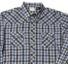 Wrangler Wrancher Shirt-Mens XXL -Plaid Pearl Snap Western Cowboy