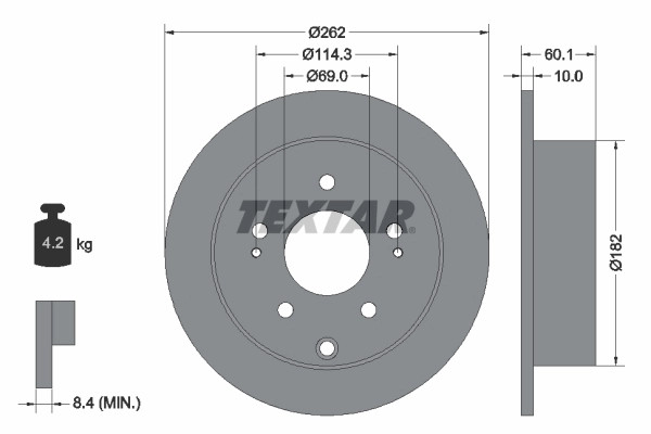 2Er-Set 2Er Set Bremsscheibe Textar 92269403 Mitsubishi 4615A056 Mitsubishi 4615-image