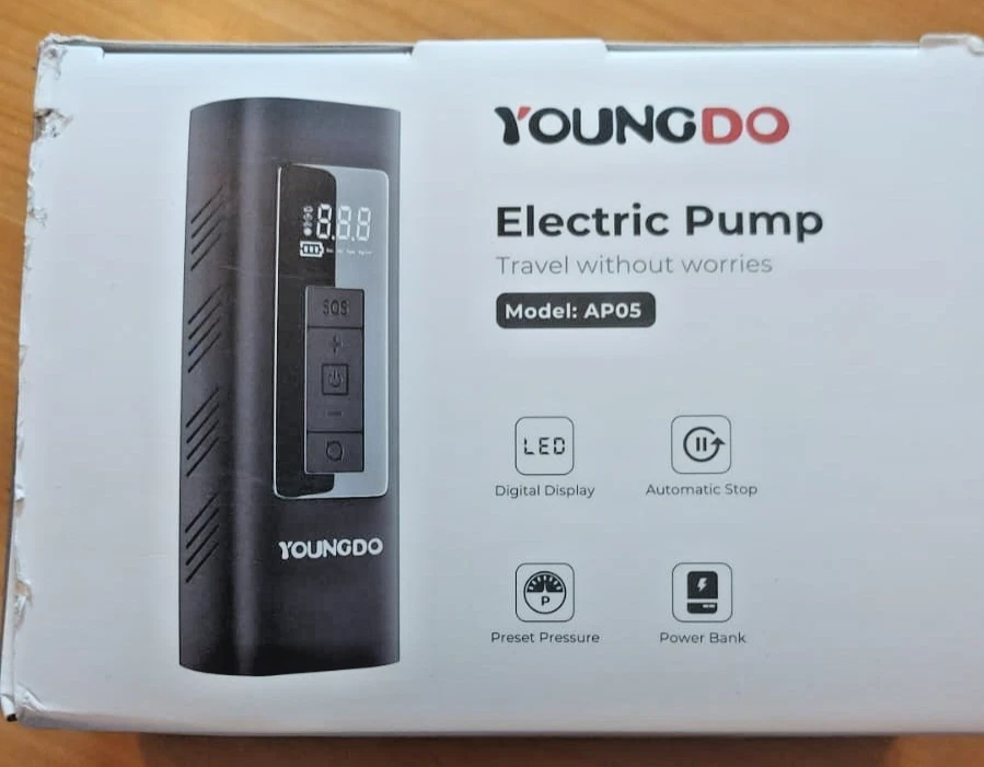 ‎YOUNGDO YOUNGDO 150PSI Akku Luftpumpe Elektrische Reifenpumpe für Motorrad Auto 6000mAh