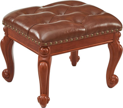 Foot Stools Ottoman, Small Vintage Leather Footstool for Living Room, Solid Wood