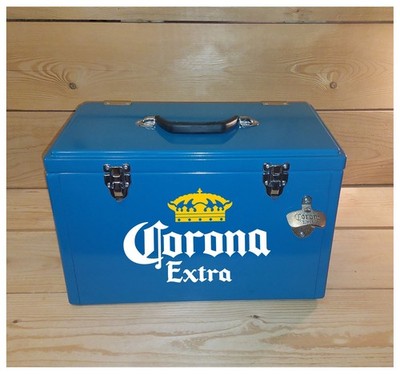 Corona Extra Flaschenöffner Silber Getränke Kühlbox Blau 25 Liter 49x27x30cm