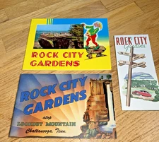 2 Vintage CURTEICH Books ROCK CITY GARDENS - 1949 & 1960 Unused + 1950s Brochure