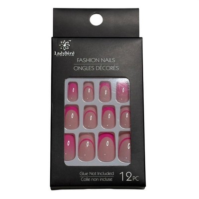 Press On Nails Pink French Tip Cute Spring Nails 12pc Short Glossy