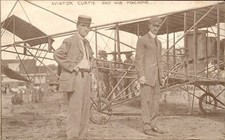 Aviator Curtis and his machine Airplane c1900s-10s Vintage Postcard bhn