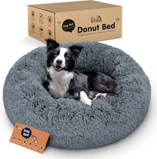 Donut Dog Bed - Premium Comfort for Anxiety Relief - Fluffy & Calming Design wit