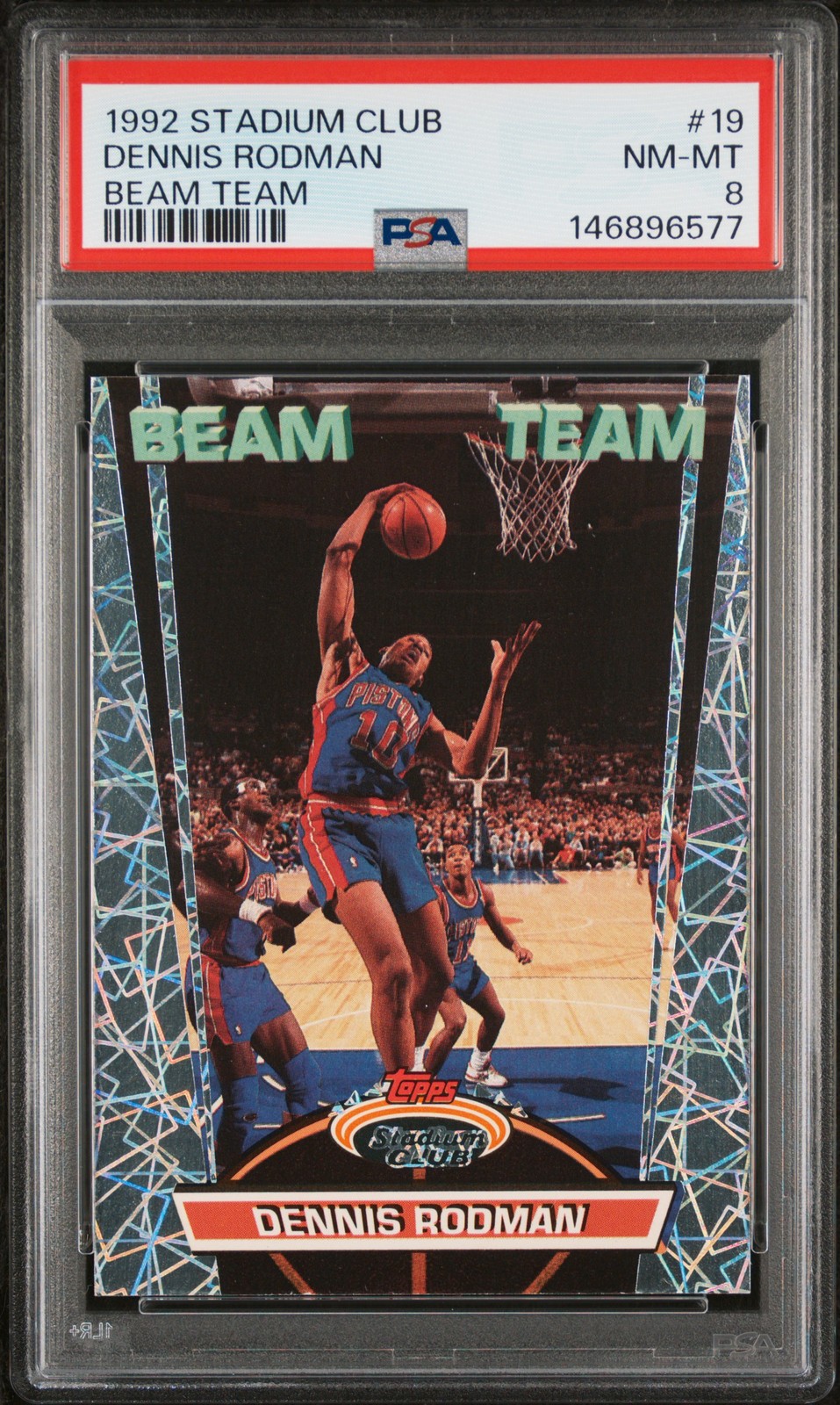 1992 STADIUM CLUB BEAM TEAM #19 DENNIS RODMAN PSA 8