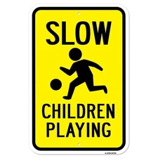SignMission A-1218-24734 12 x 18 in. Aluminum Sign - Slow Children Playing