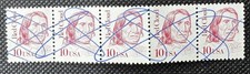 SELLO US SCOTT 2175 "Nube Roja" 10 CENTAVOS 1987 Usado Tira De 5 Pluma Cancelar