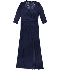 Alex Evenings Womens Ruched Gown Dress, Blue, Petite, 6P