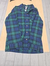 men's blue and green plaid flannel pajama top