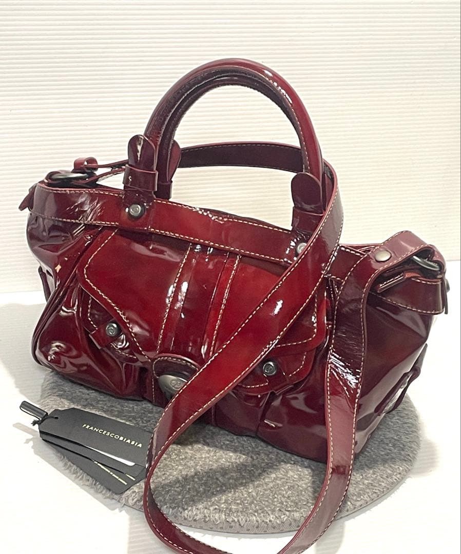 FRANCESCO BIASIA Handbag Shoulder bag Patent leather Authentic From Japan Y2K
