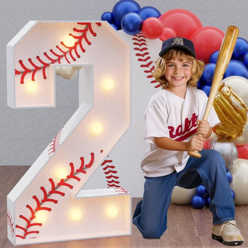 Números de carpa de cumpleaños de béisbol: decoración de fiesta de 3 pies Foto 3 de 4